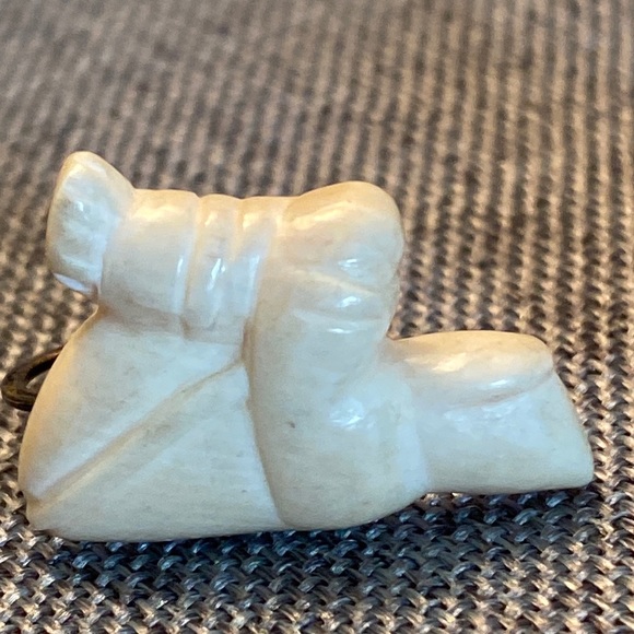 Hand Carved Bone/Tusk Antique Earrings with Sterling Settings (FINAL PRICE) - Picture 4 of 6